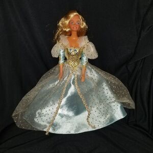 Vintage Barbie  doll with blue and gold  dress